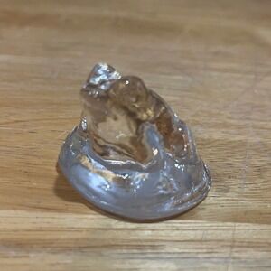West Virginia‎ Glass Frog Figurine Clear Art Glass Paperweight Vintage Animal